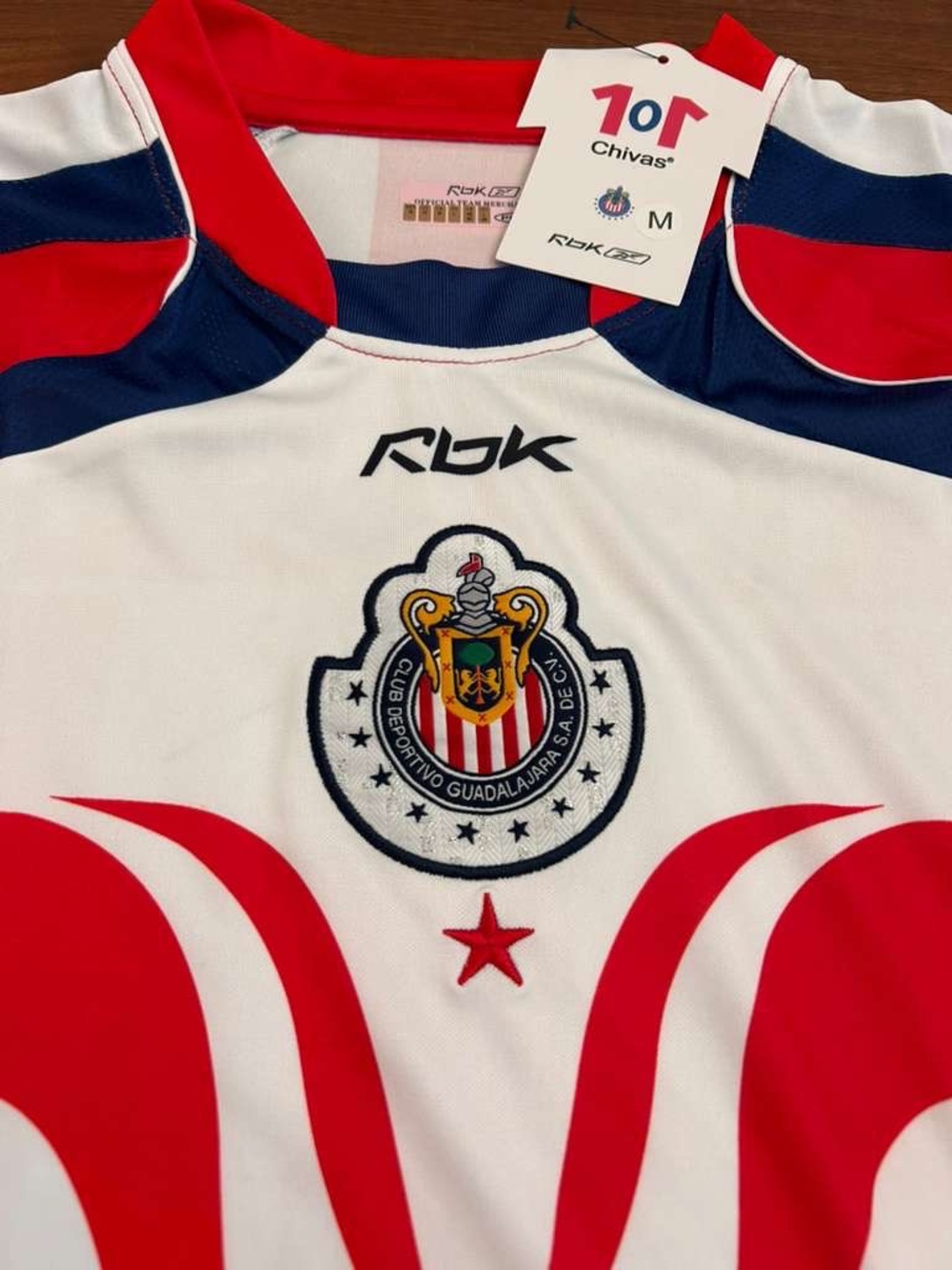 Reebok Chivas White Red Navy Soccer Jersey